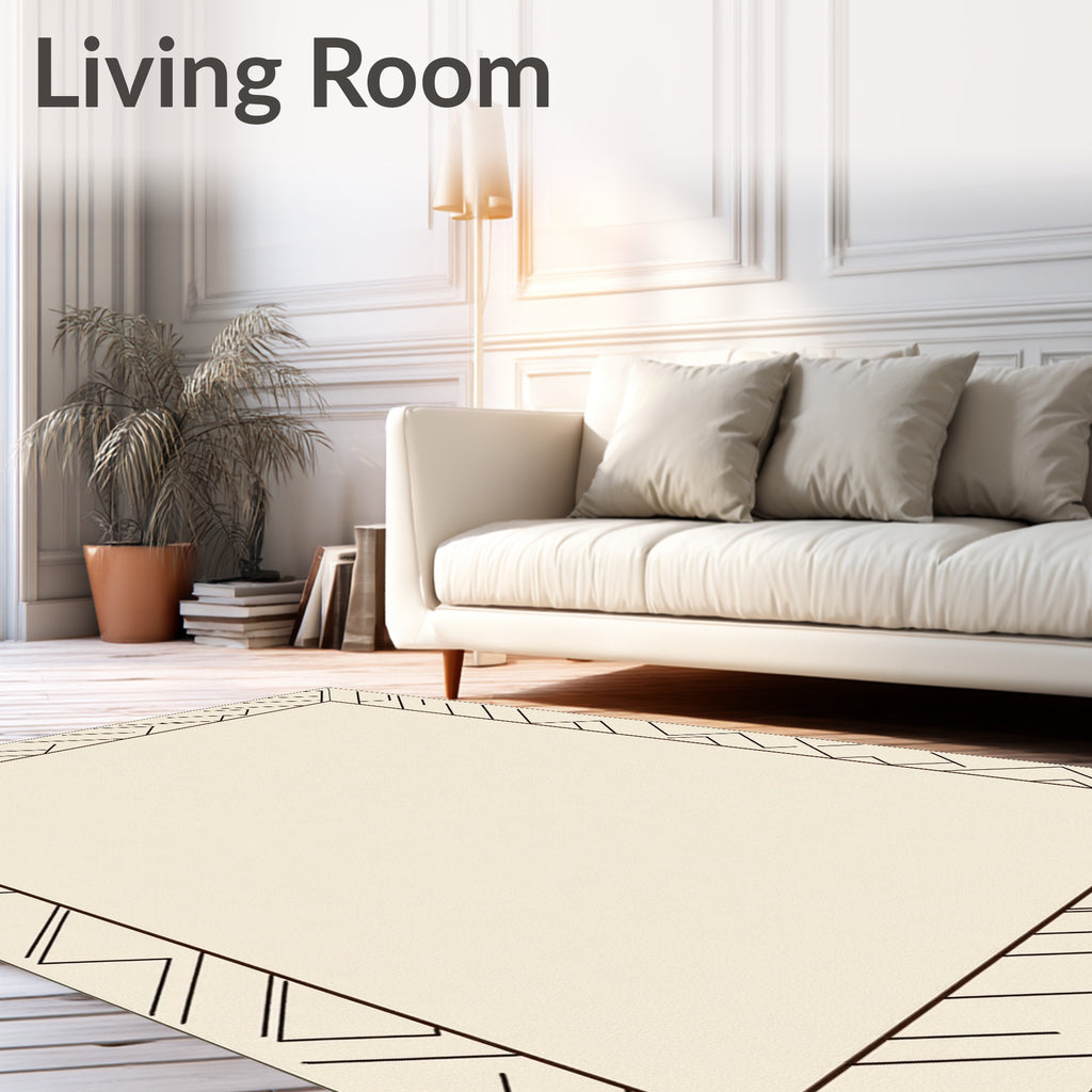 Modern Cream Geometric Edge Rug