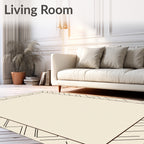 Modern Cream Geometric Edge Rug