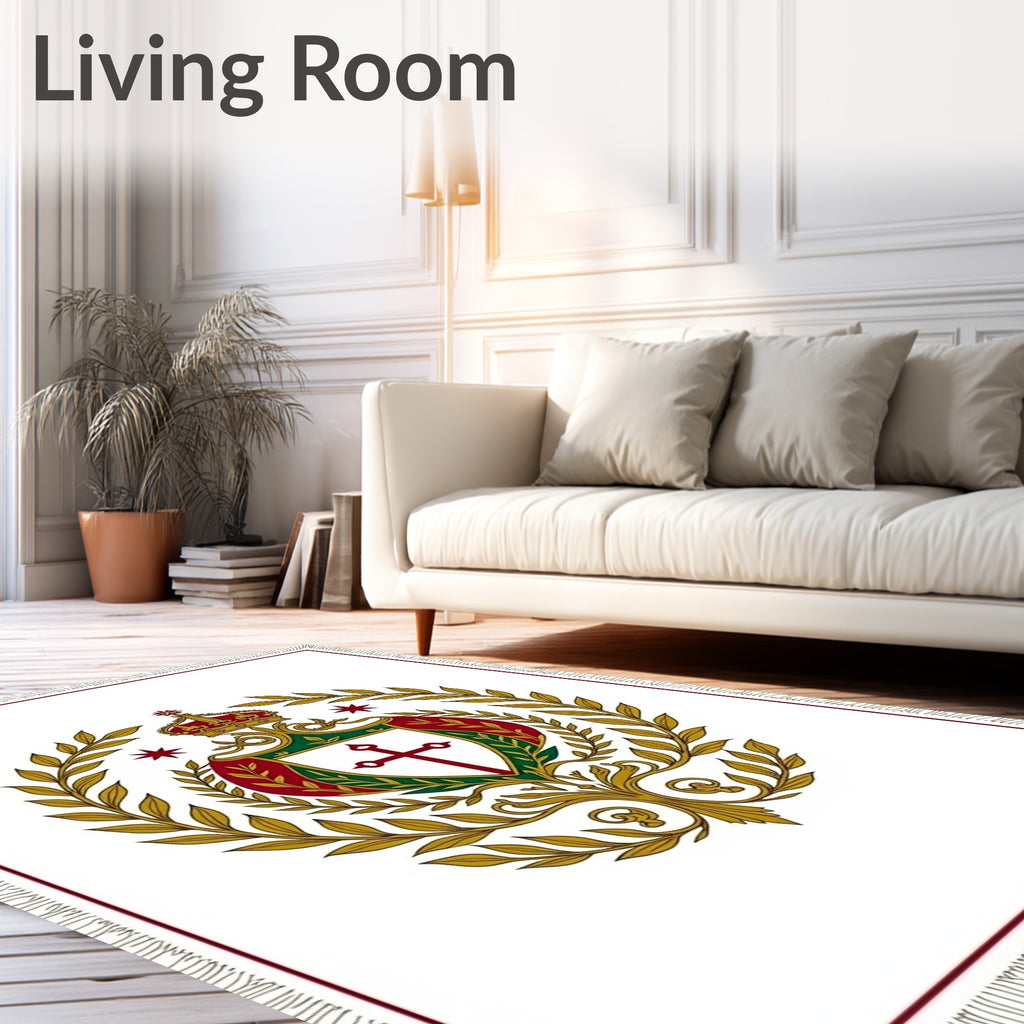 Emerald Gold Crest Floral Emblem Rug