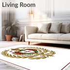 Emerald Gold Crest Floral Emblem Rug