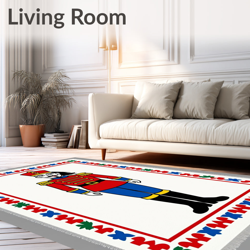 Royal Guard Nutcracker Red Blue Border Rug