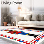 Royal Guard Nutcracker Red Blue Border Rug