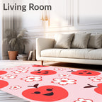 Happy Red Apples and Flowers Rug