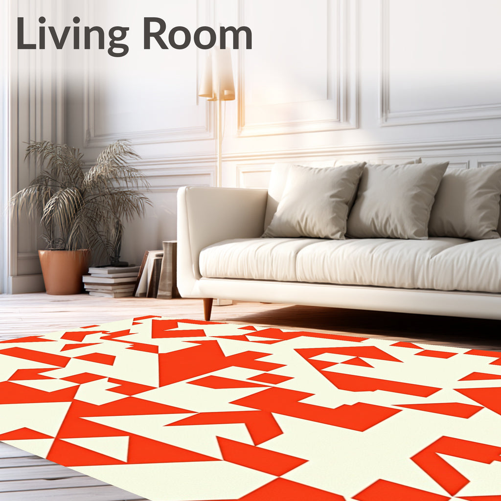 Bold Orange Geometric Abstract Rug
