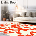 Bold Orange Geometric Abstract Rug