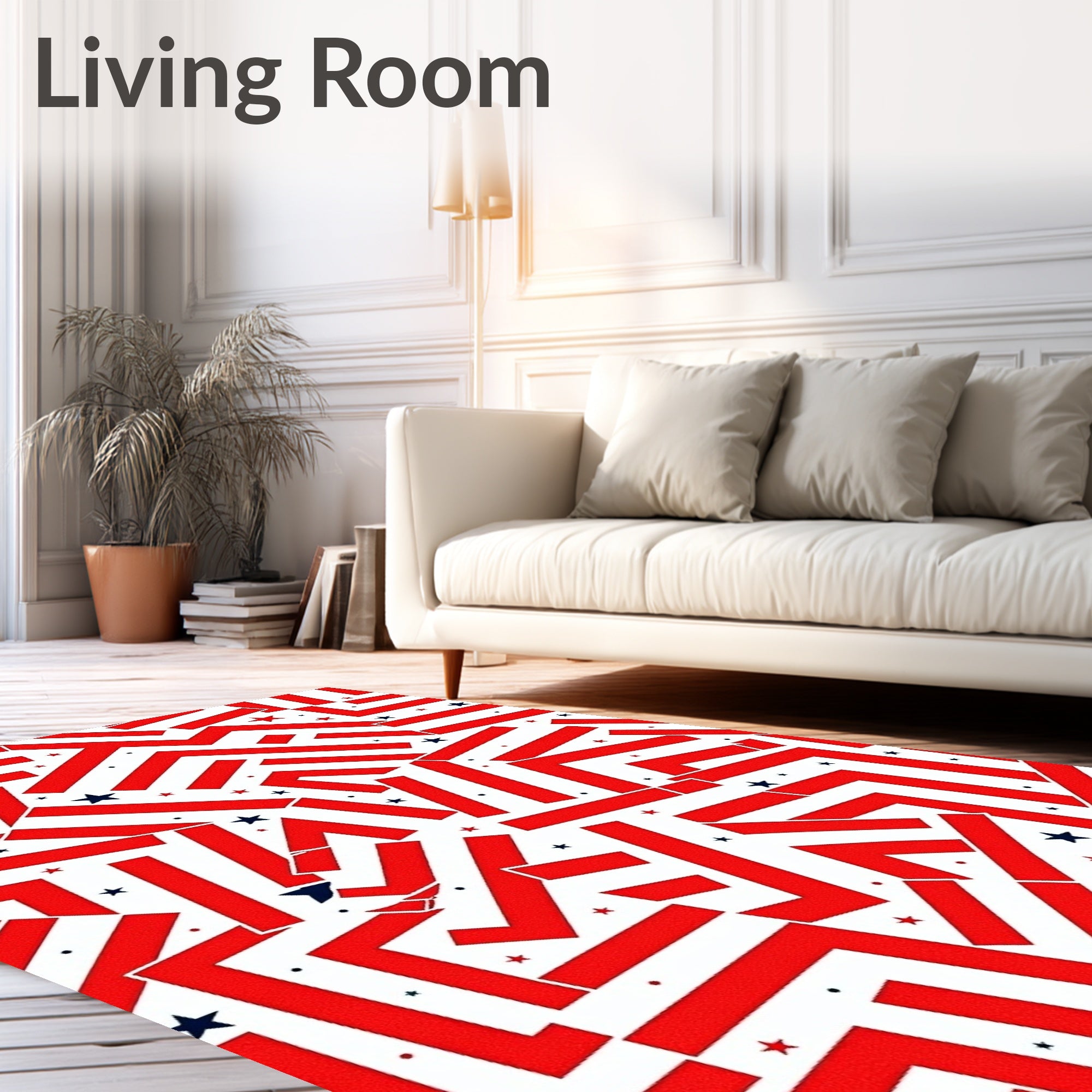 Red White Blue Scattered Stars Rug