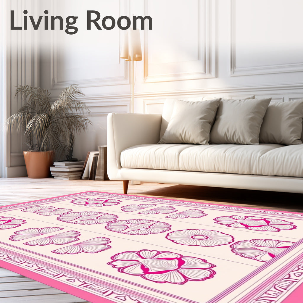 Crimson Floral Medallion Stripe Rug