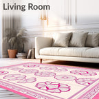 Crimson Floral Medallion Stripe Rug