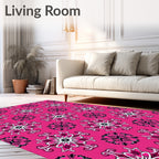 Hot Pink Floral Symmetry Rug