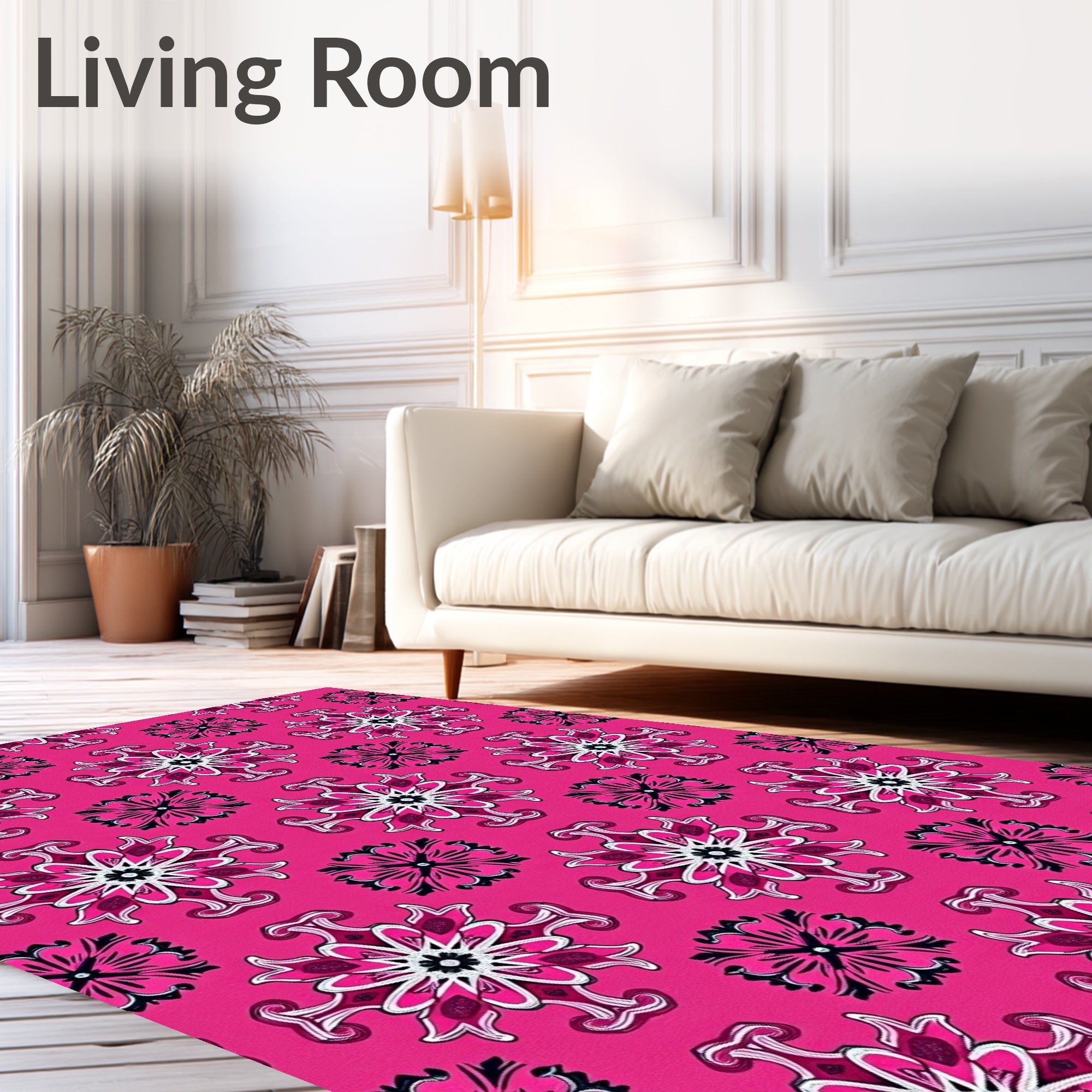 Hot Pink Floral Symmetry Rug