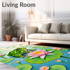 Green Frog Pond Lily Pad Collage Rug