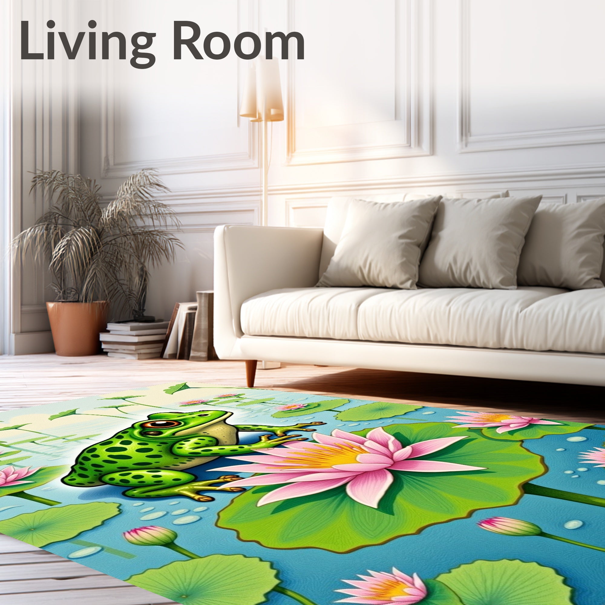 Green Frog Pond Lily Pad Collage Rug