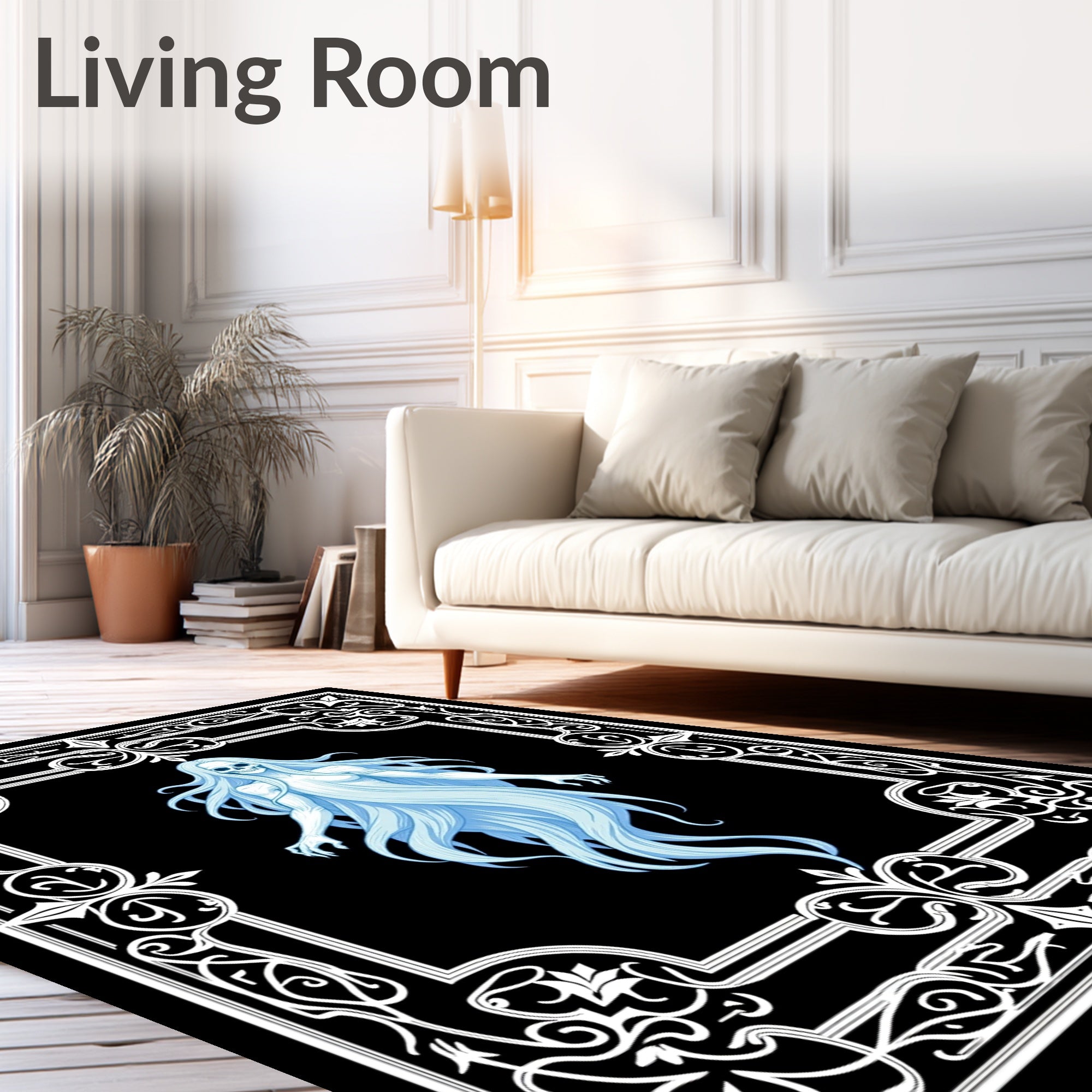 Pale Ghostly Spirit Ornate Frame Rug
