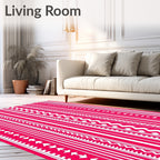 Vibrant Pink White Vertical Stripe Collection Rug