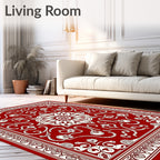 Crimson Floral Medallion Arabesque Rug