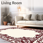Crimson Floral Border Frame Rug