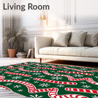 Red Candy Cane Snowflakes Tangle Rug