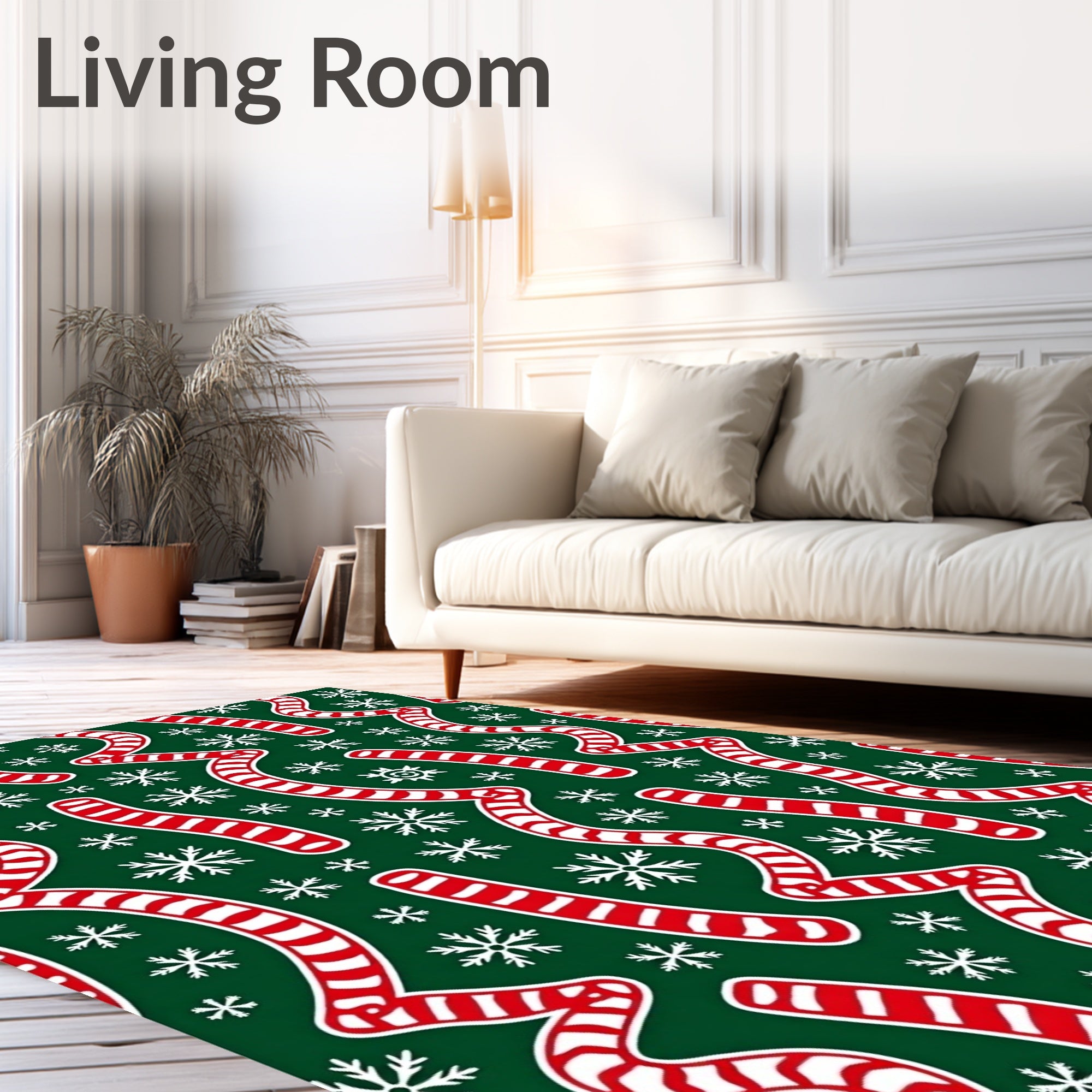 Red Candy Cane Snowflakes Tangle Rug
