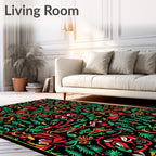 Red Green Yellow Figures Abstract Rug