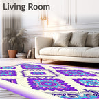 Vibrant Purple Blue Floral Medallion Rug