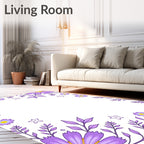 Purple Floral Border with Yellow Accents Rug