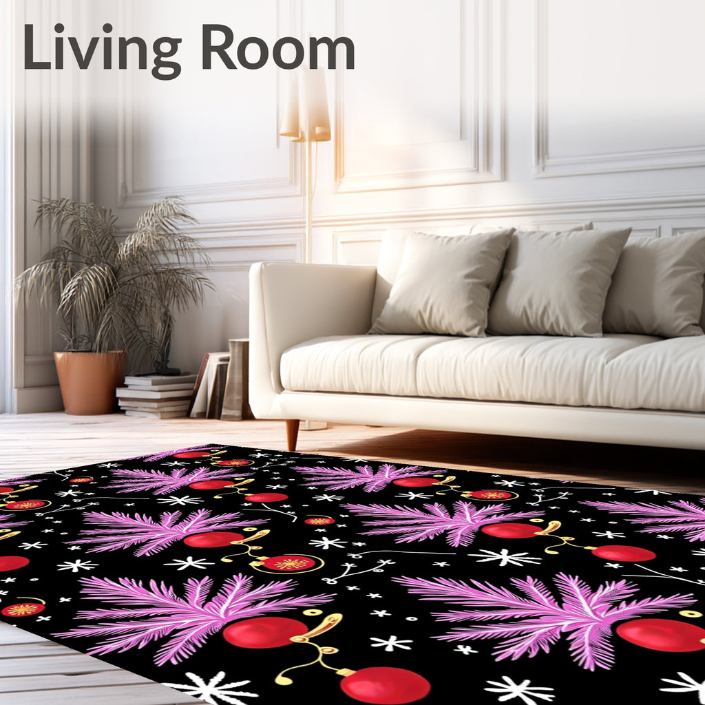 Vibrant Pink Christmas Tree Ornaments Rug