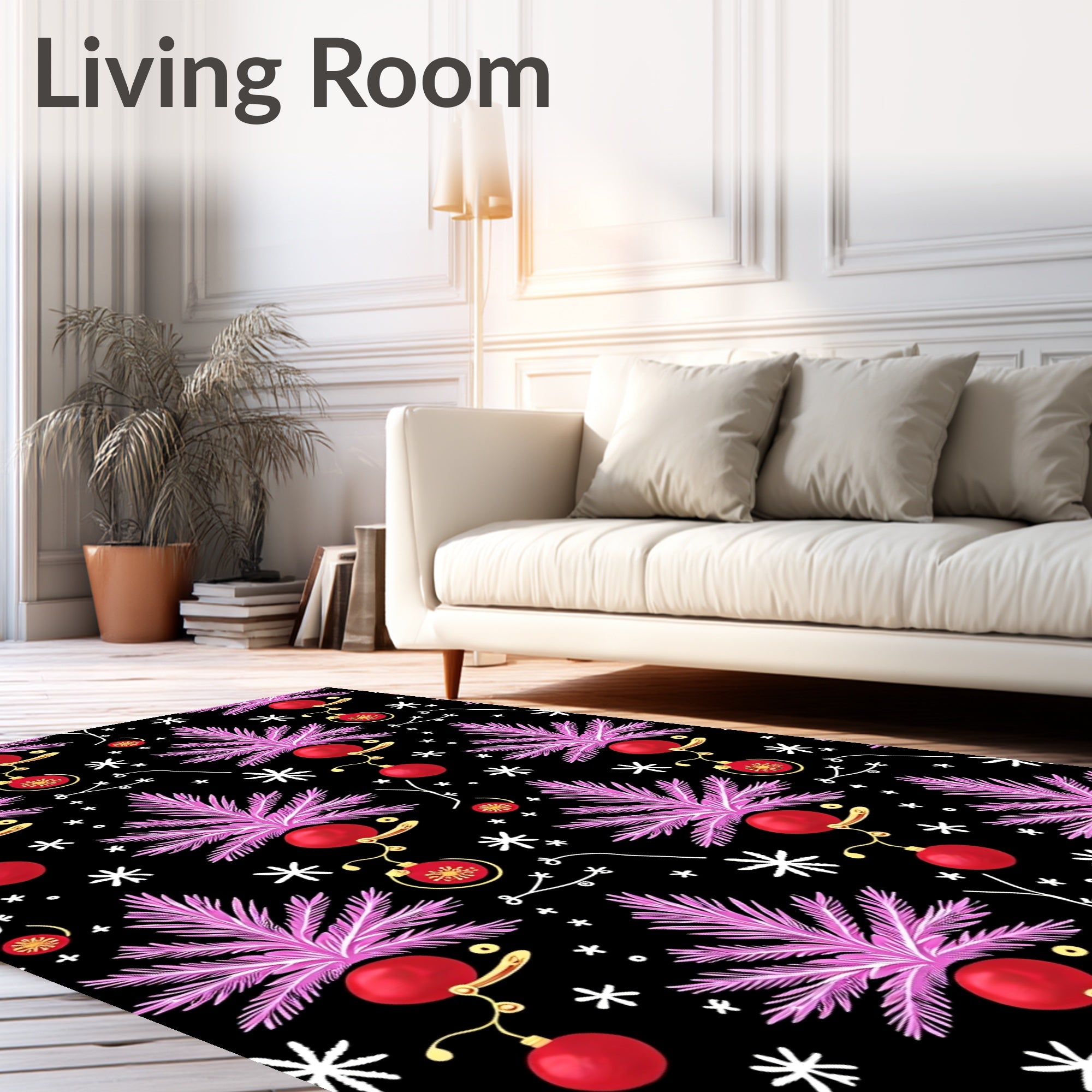Vibrant Pink Christmas Tree Ornaments Rug