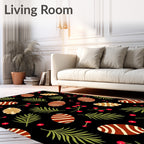 Festive Brown Stripe Egg Berry Garland Rug