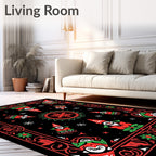 Whimsical Red Green Gnome Snowflake Rug