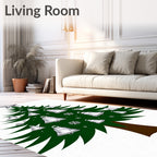Festive Green Christmas Tree Bell Snowflakes Rug