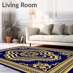 Royal Blue Golden Majestic Medallion Rug