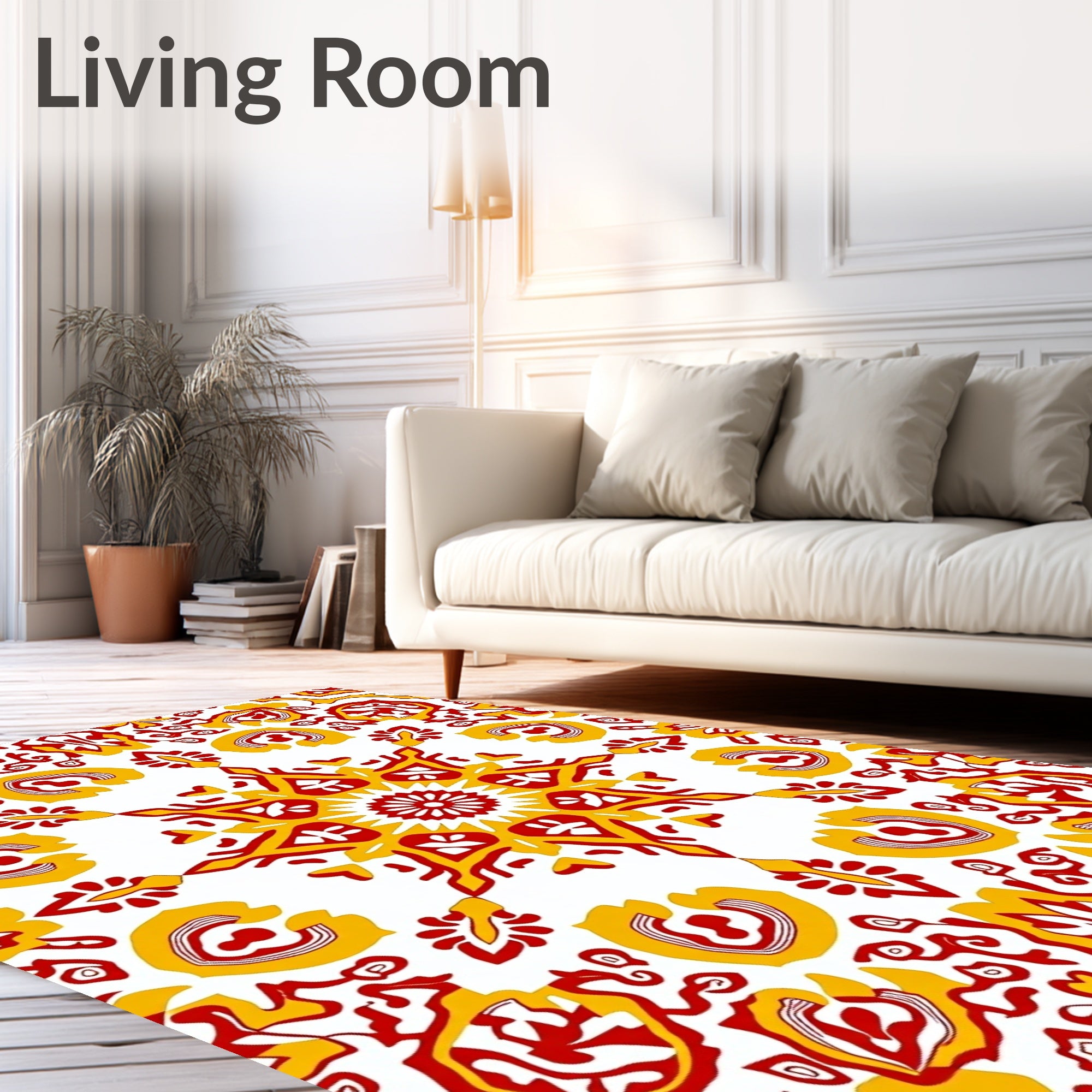 Red Yellow Medallion Starburst Rug