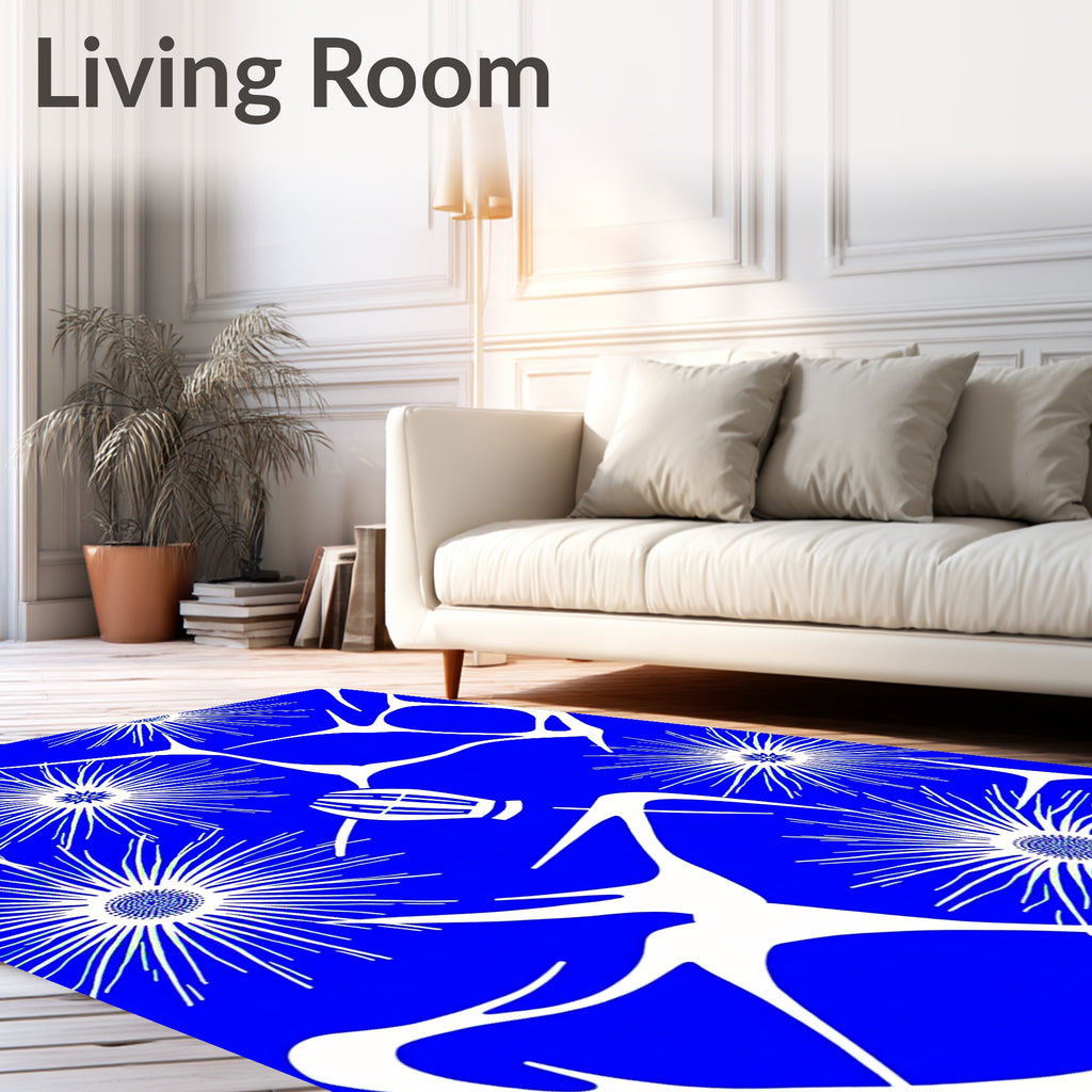 Bold Azure Starburst Botanical Blend Rug
