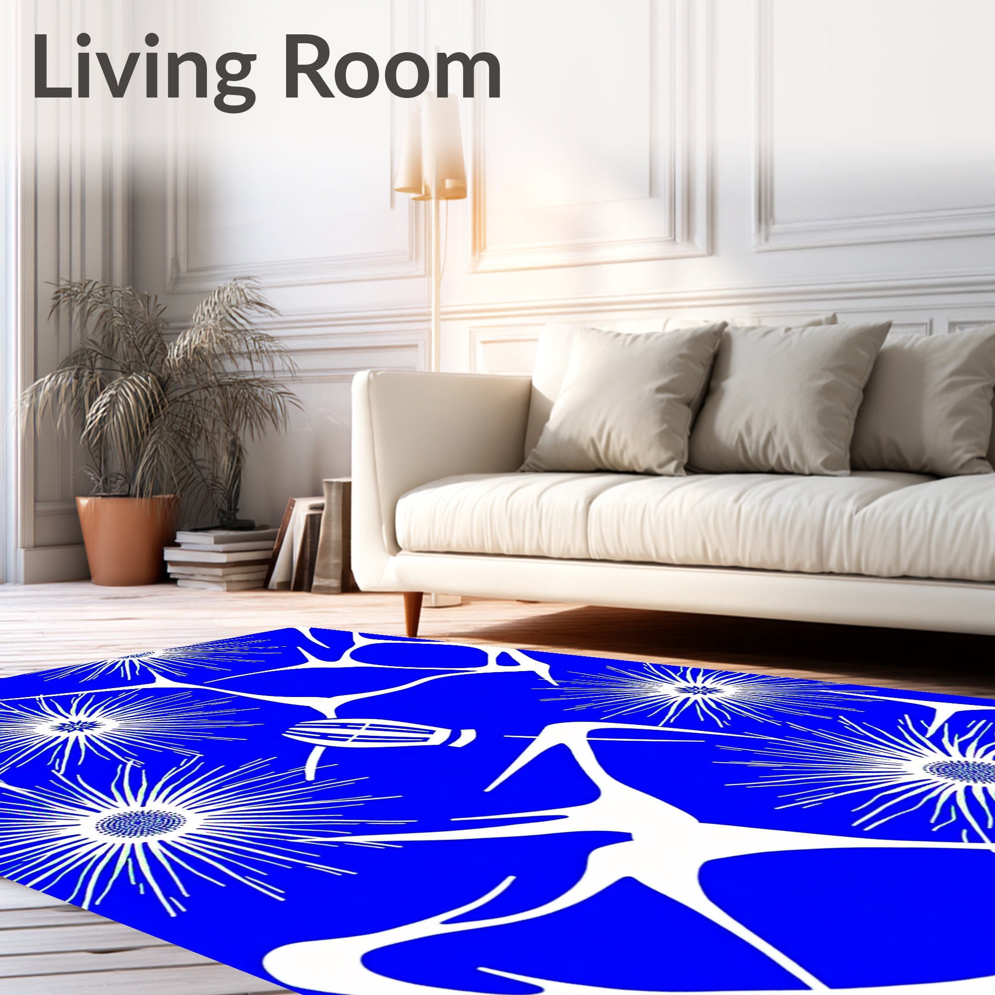 Bold Azure Starburst Botanical Blend Rug