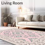Pale Pink Floral Cameo Border Rug