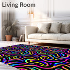 Bold Neon Swirls Abstract Rug