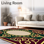 Rich Burgundy Golden Swirl Oval Rug