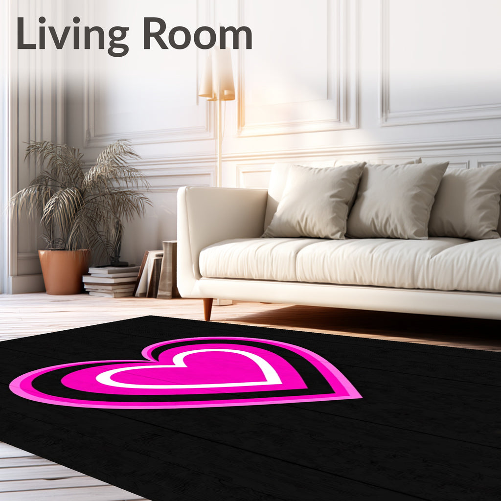 Hot Pink Layered Heart Rug