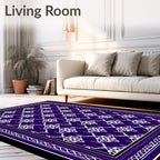 Deep Purple White Intricate Diamond Border Rug