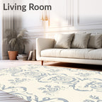 Light Blue Damask Scroll Ornament Rug