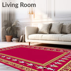Crimson Gold Animated Figure Border Rug