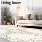 Cream Slate Art Nouveau Profile Inlay Rug