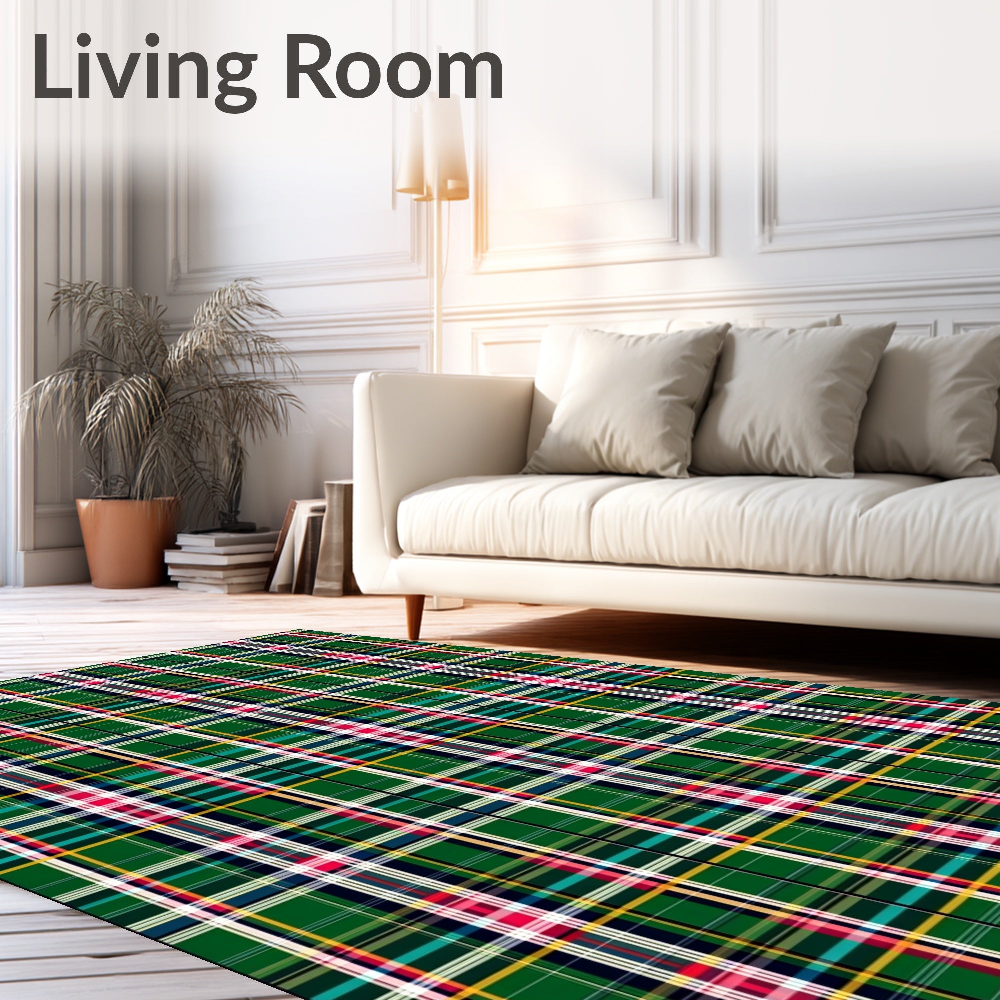 Emerald Green Plaid Multi-Color Check Rug