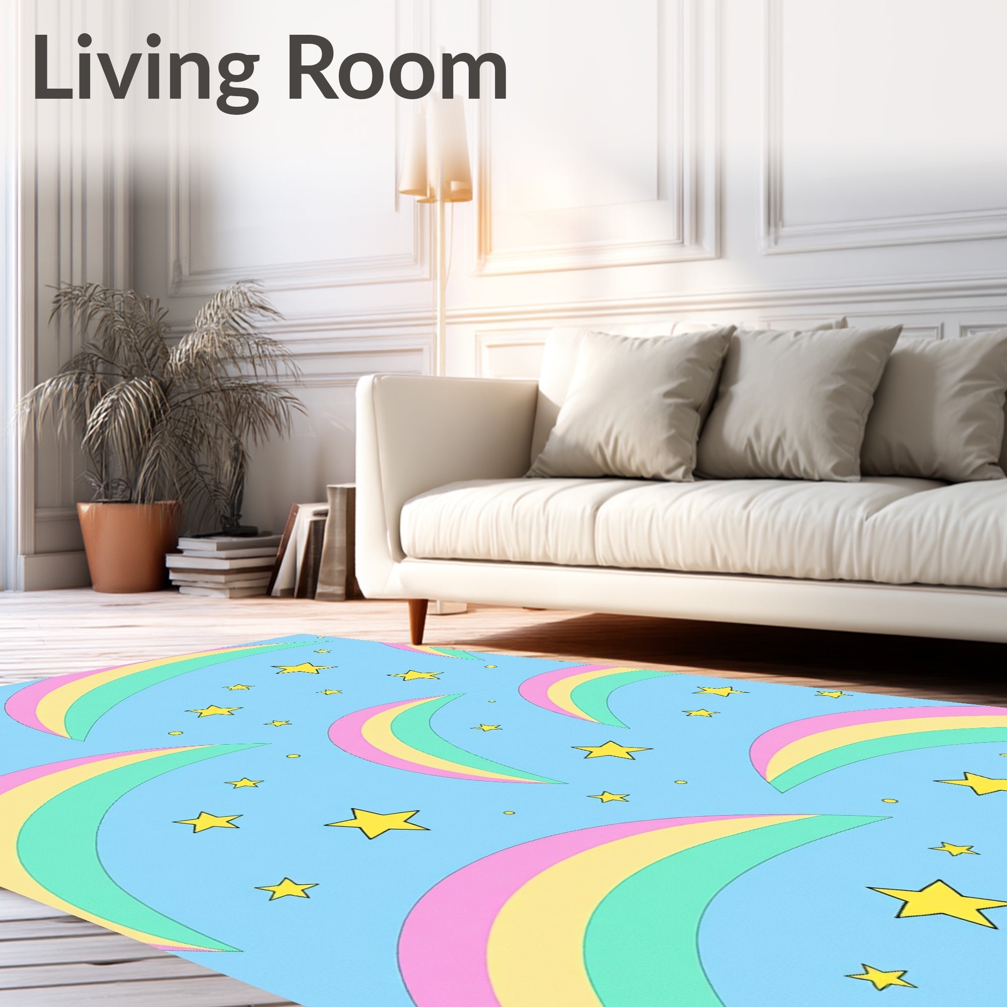 Pastel Rainbow Starry Sky Rug