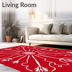 Crimson White Radial Burst Medallion Rug