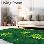 Lush Green Tropical Leaf Medley Rug