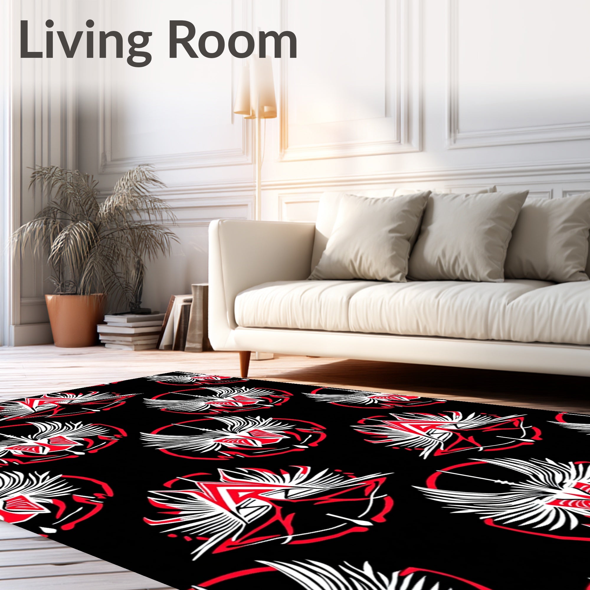 Bold Red Winged Crest Emblem Rug