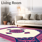 Bold Pink Geometric Medallion Frame Rug