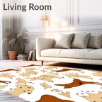 Brown Tan Puppy Paw Print Collage Rug