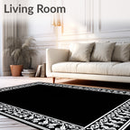 White Floral Arabesque Border Rug